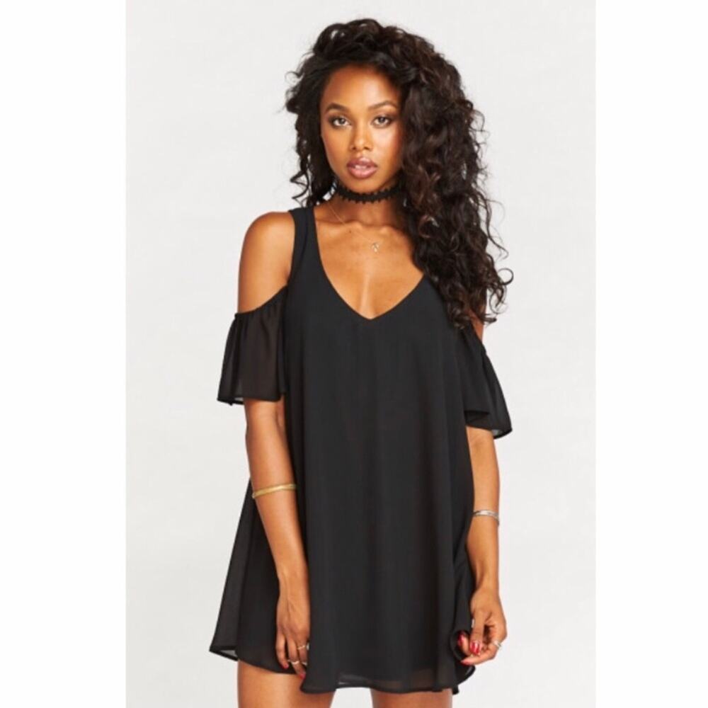 Show Me Your Mumu Black Birdie Ruffle Dress Small